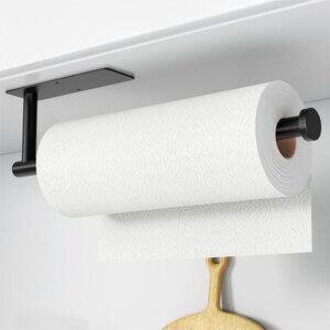 Paper Towel Holder Matte Black Wall Mount Stainless Steel Under Cabinet Kitchen